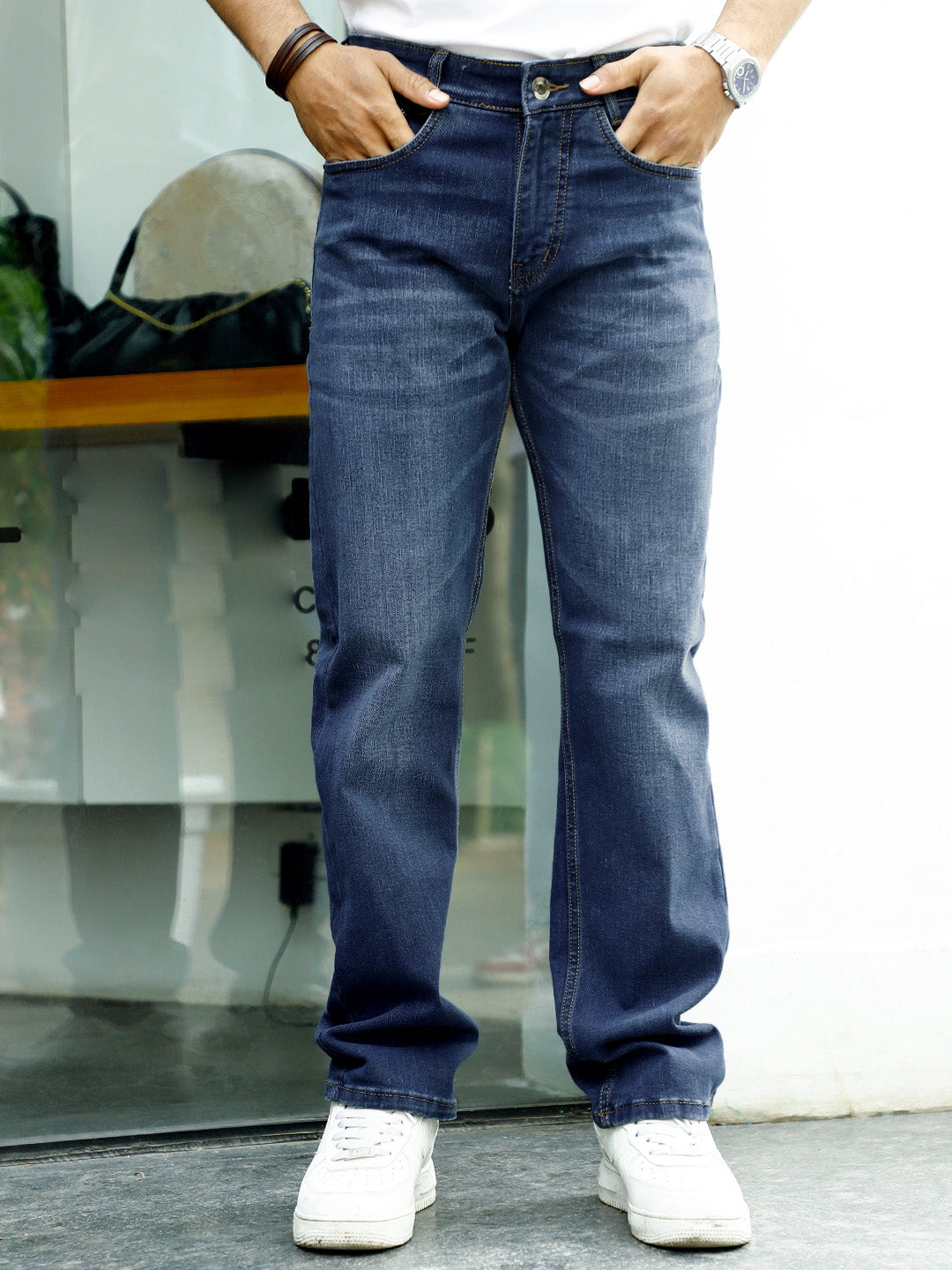 Novaire Prussian Blue Straight Fit Jeans