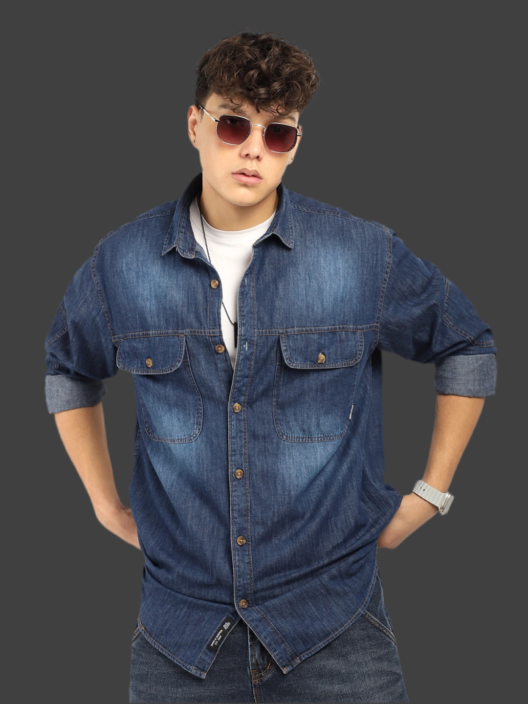 Skyline Stitches Blue Denim Shirt