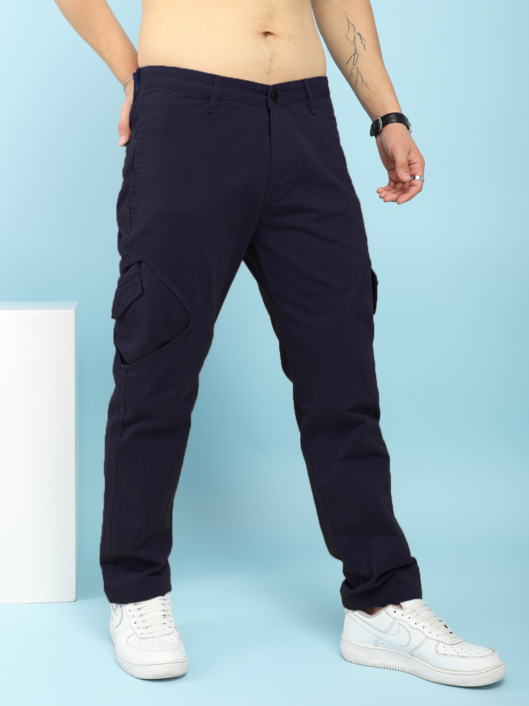 Navy Zoom Pocket Baggy Fit Cargo