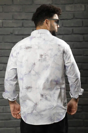 Elegant Blue COD Fabric Print Shirt