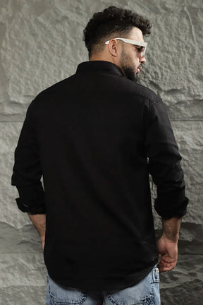 Black Knitted Twill Fabric Shirt