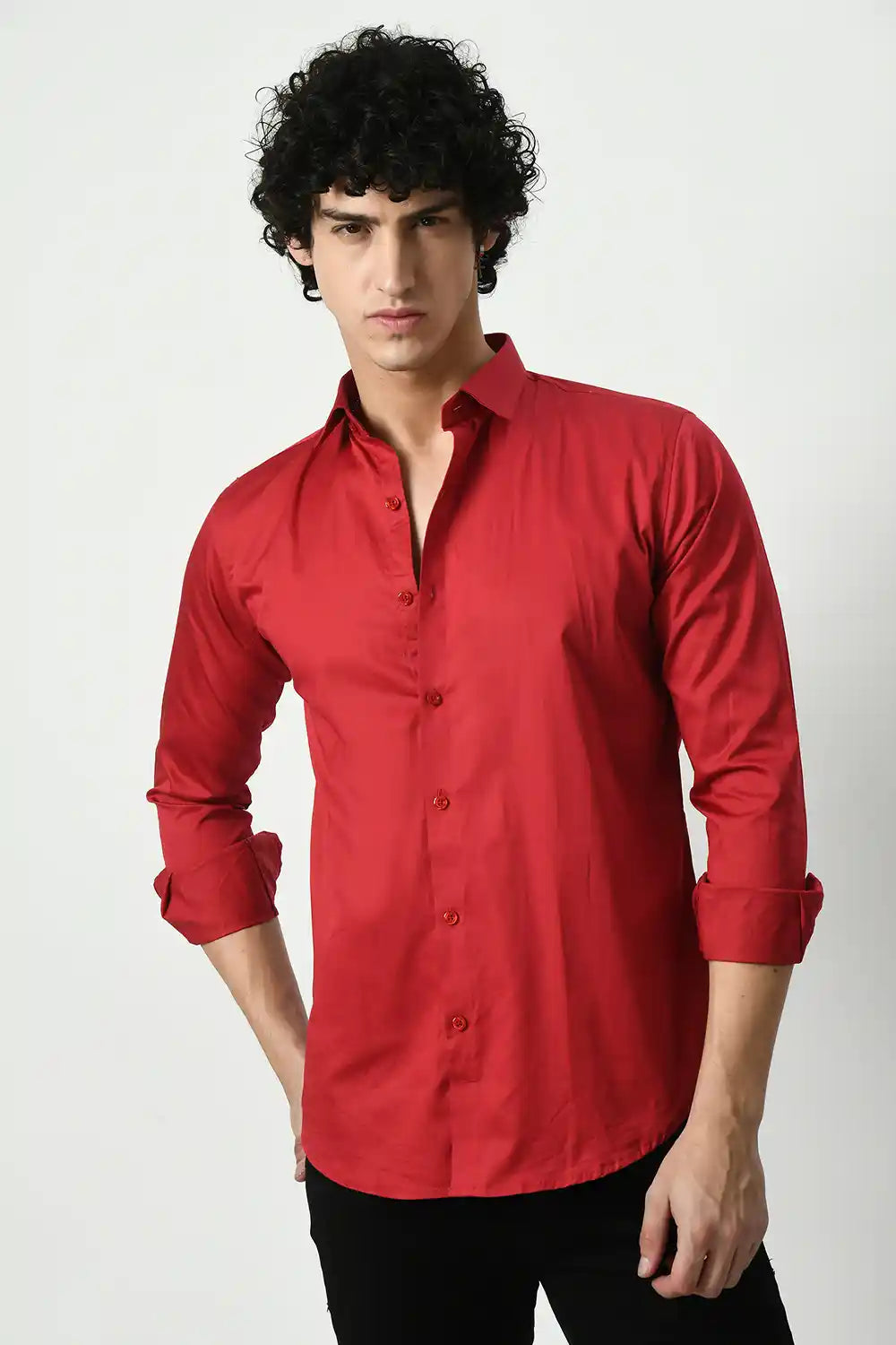 Red Satin Luxury Slim Fit Shirt