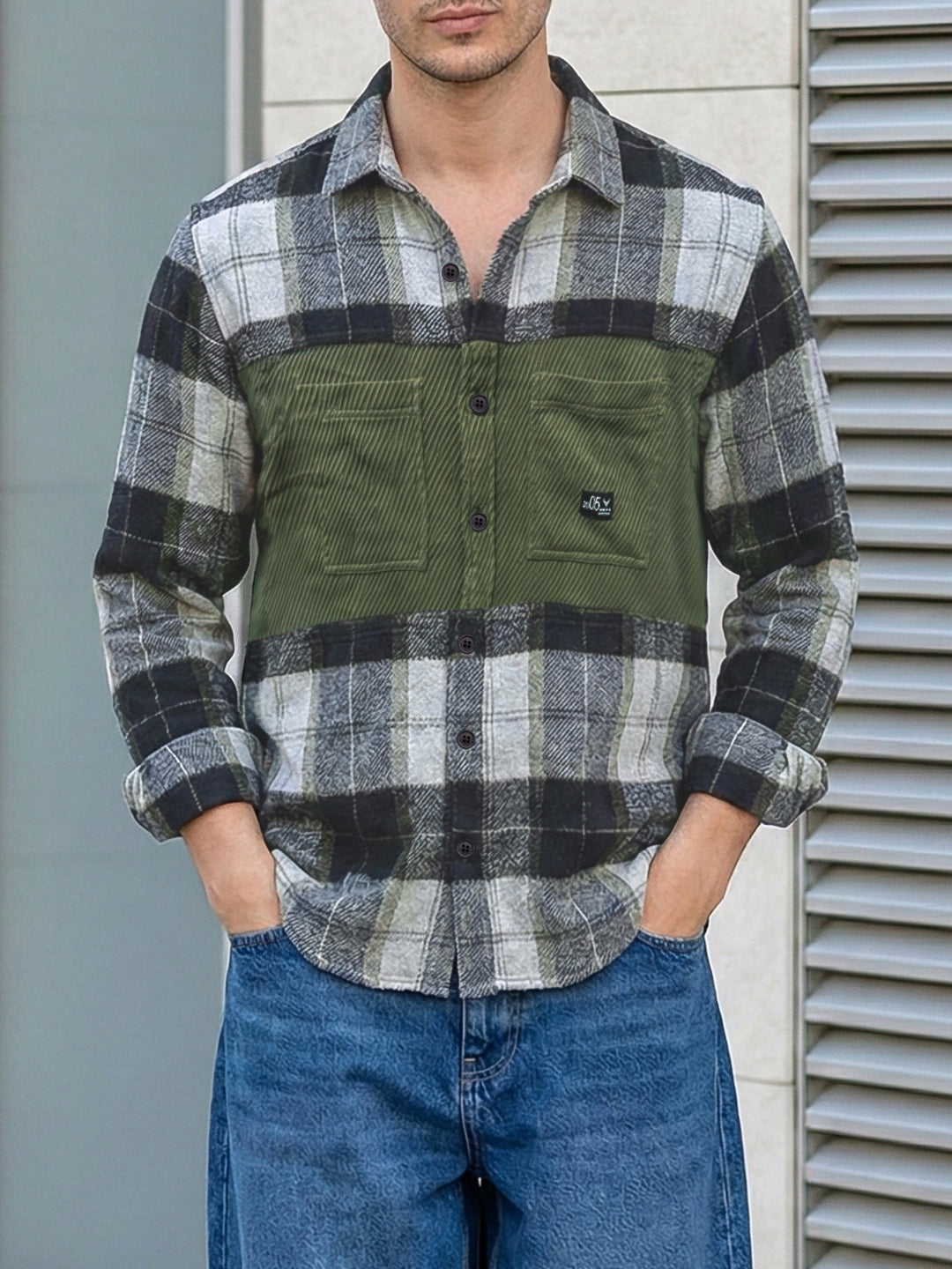 Thunderbird Basil Green Check Full Sleeve Shirt
