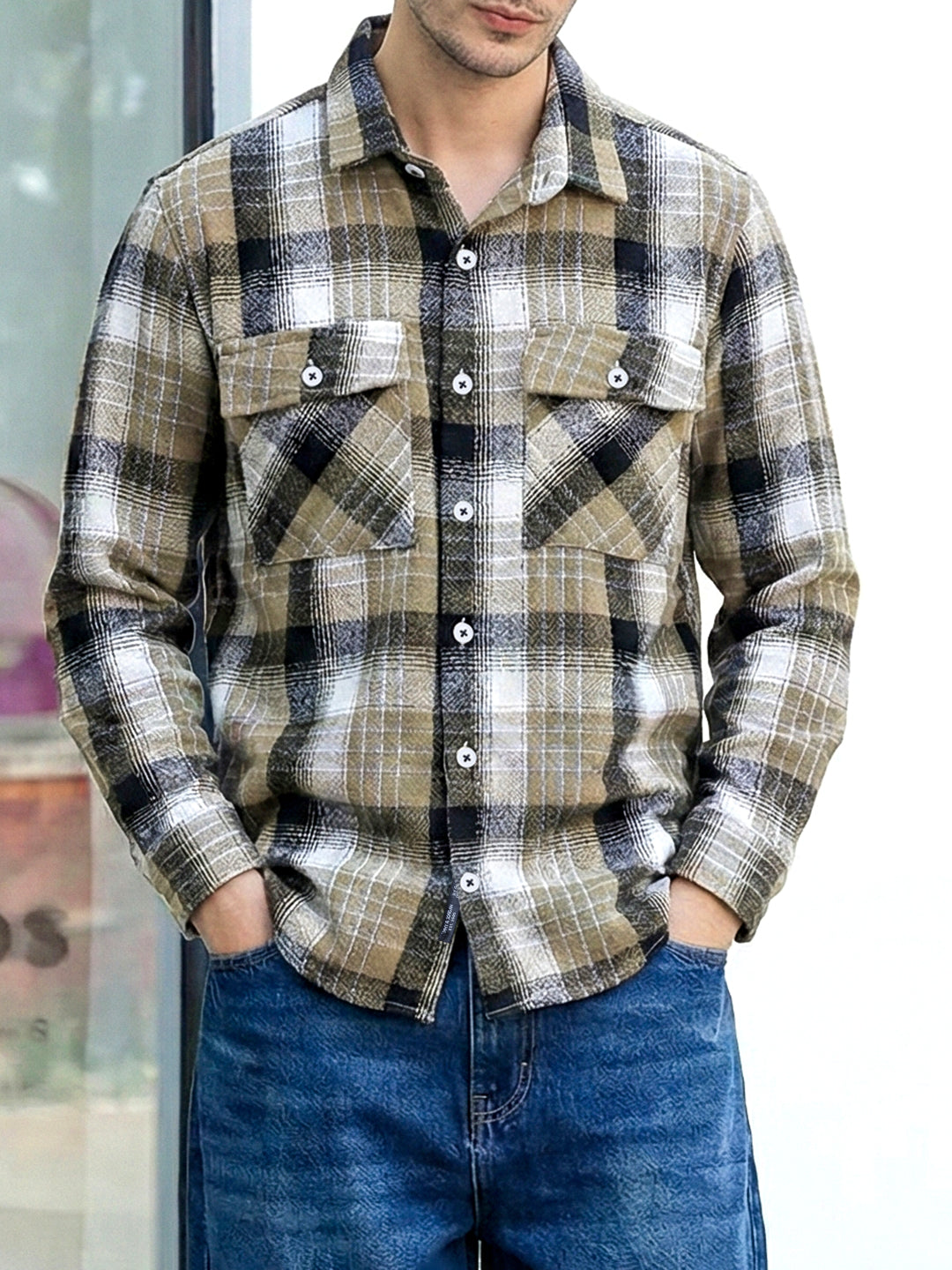 Fabric Theory Dried Moss Check Full Sleeve Shirt