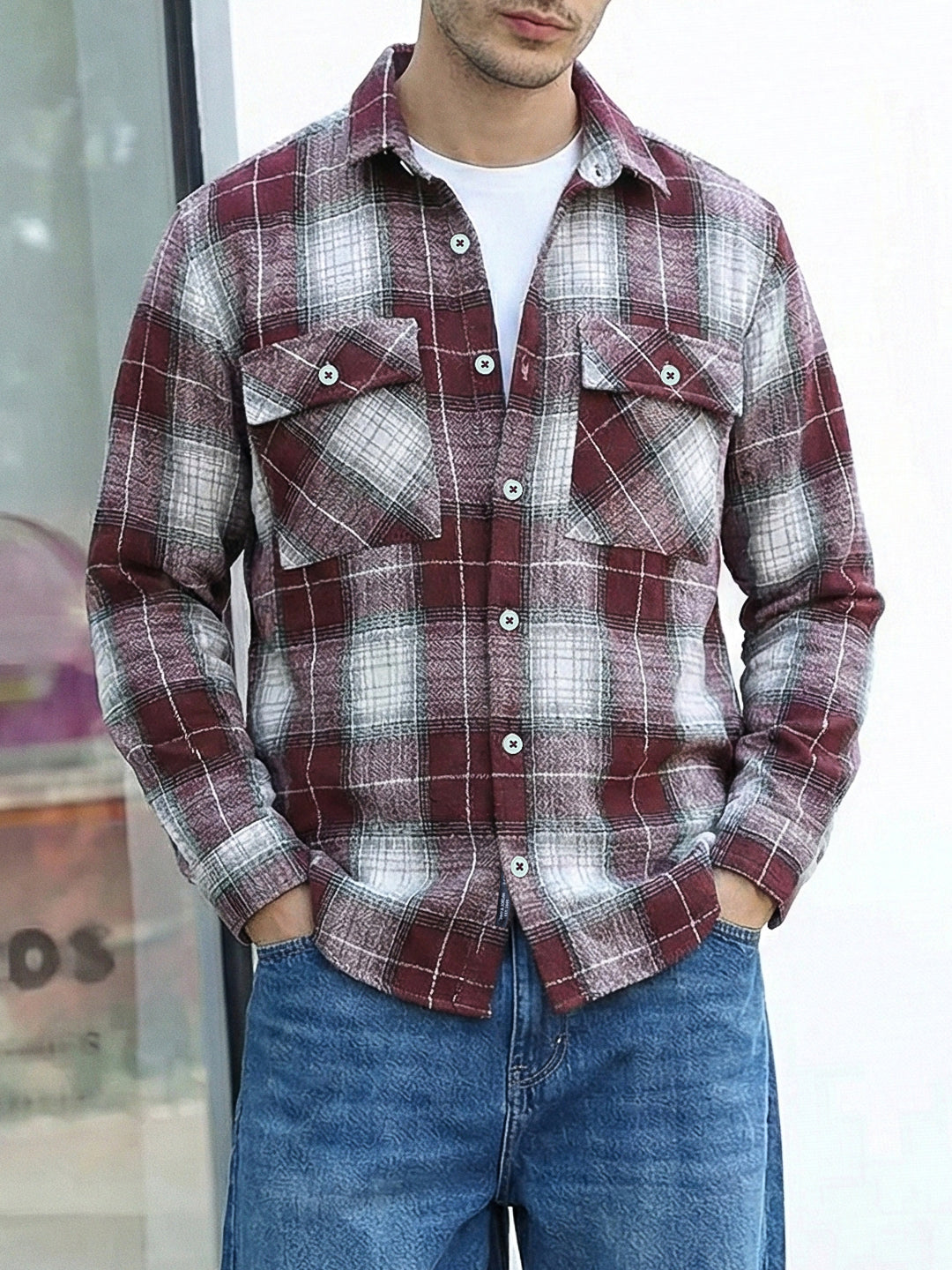 Fabric Theory Maroon Check Full Sleeve Shirt