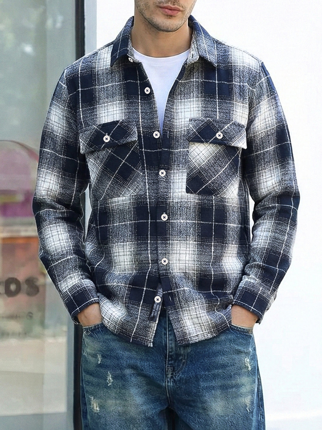 Fabric Theory Navy Check Full Sleeve Shirt