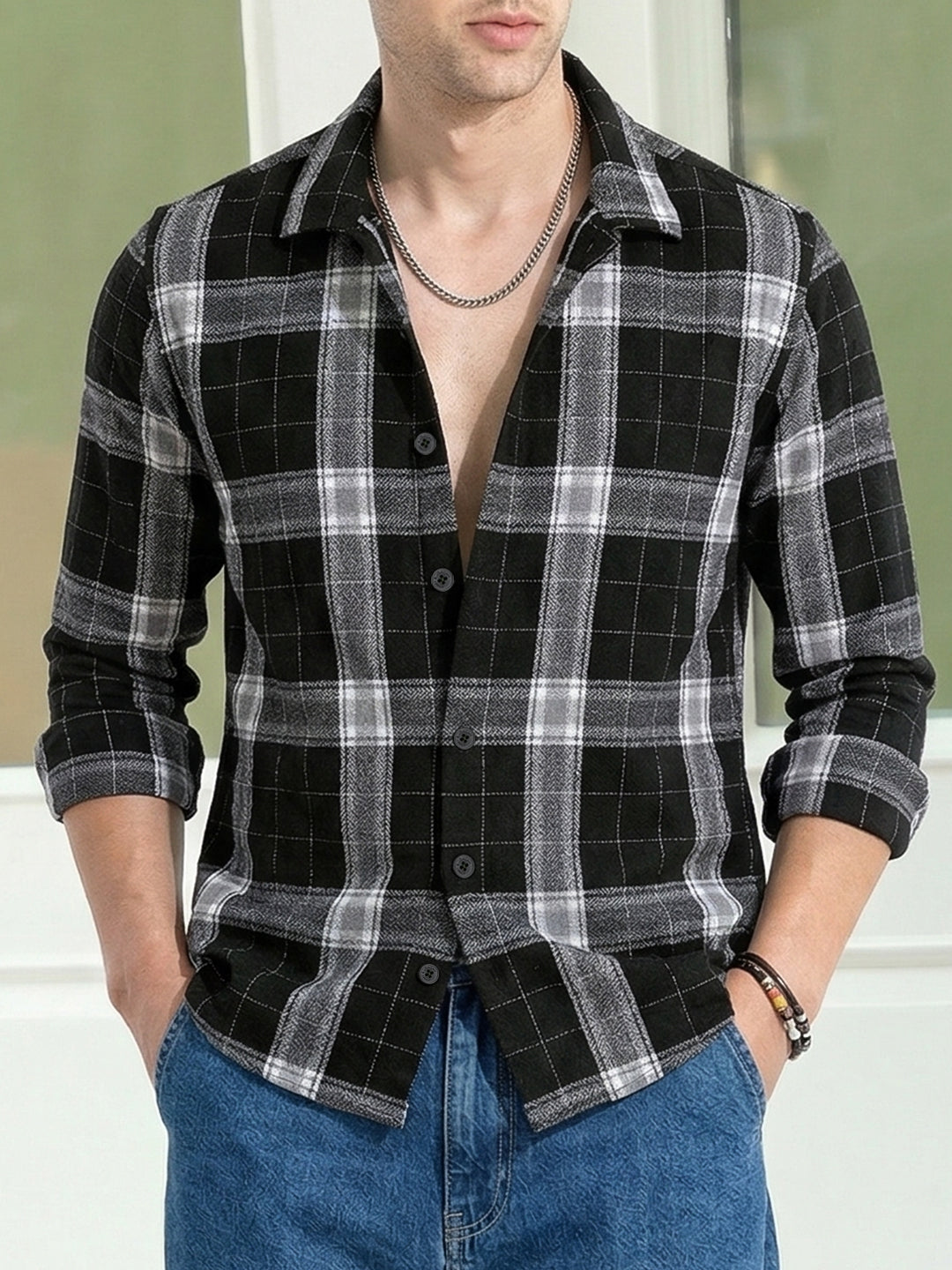 Bloom State Revan Black Check Shirt