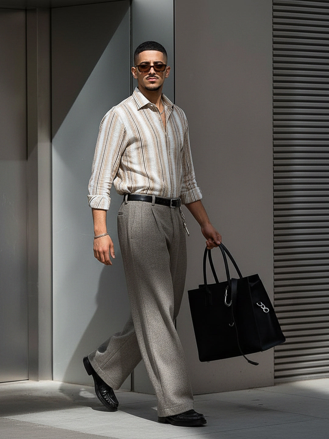 Sable Tone Beige  Stripe Full Sleeve Shirt