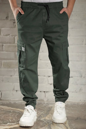 Green Coated Cotton Twill Cargo
