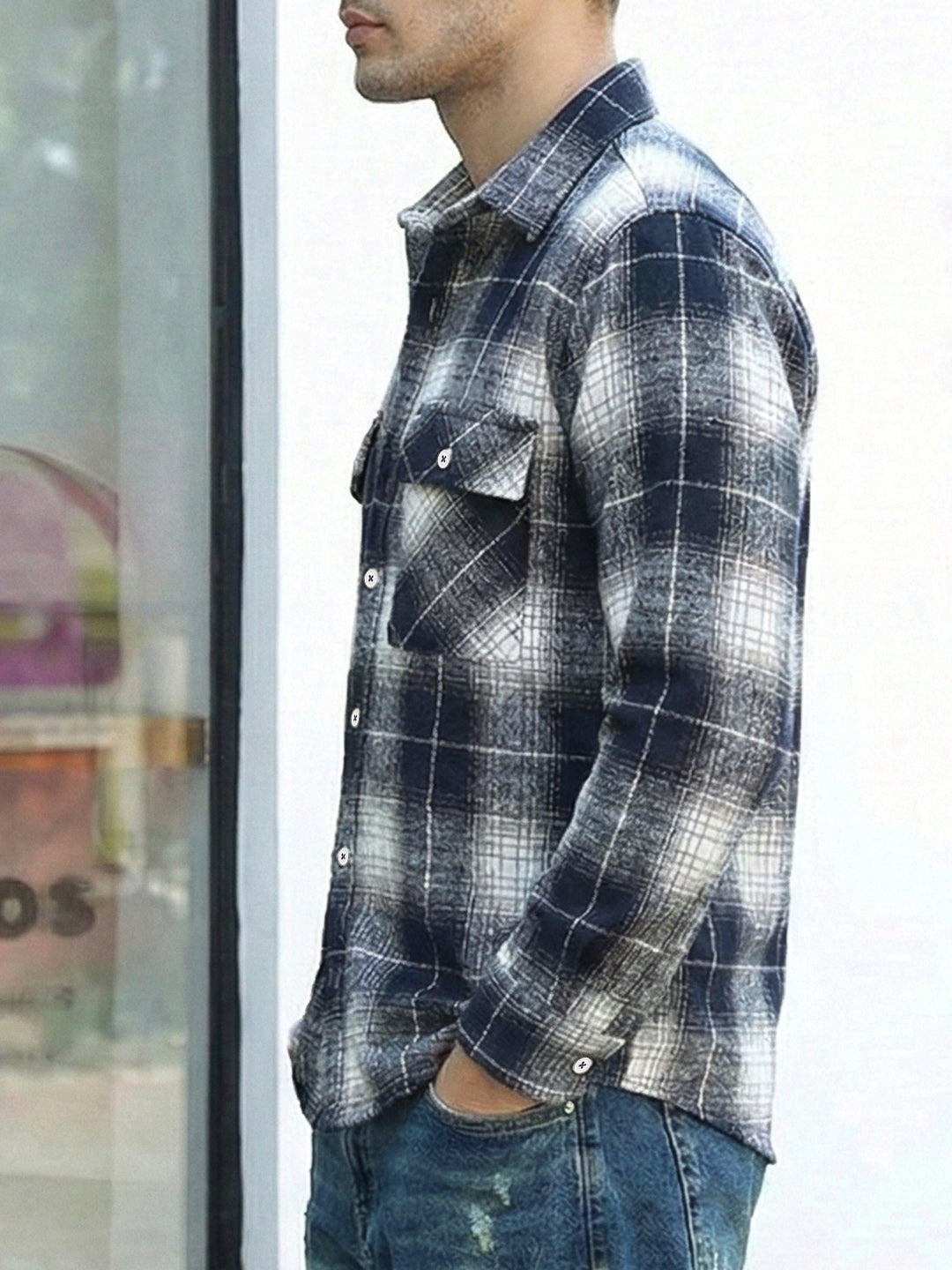 Fabric Theory Navy Check Full Sleeve Shirt