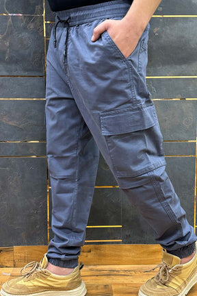 Sky Grey Cotton Twill Jogger Fit Cargo