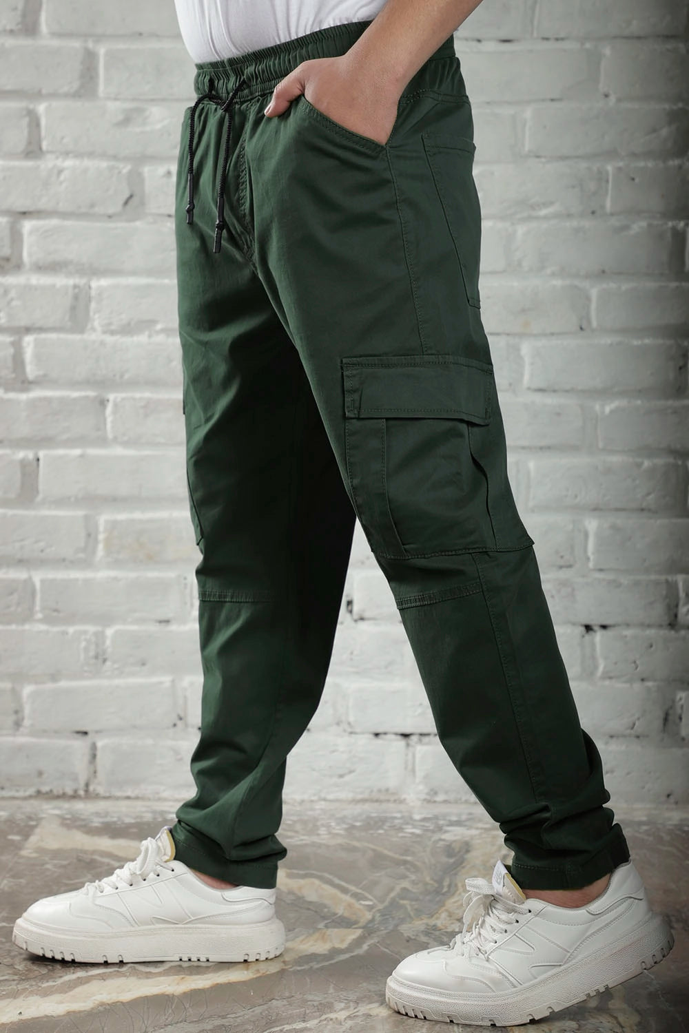 Green Cotton Coated Twill Cargo