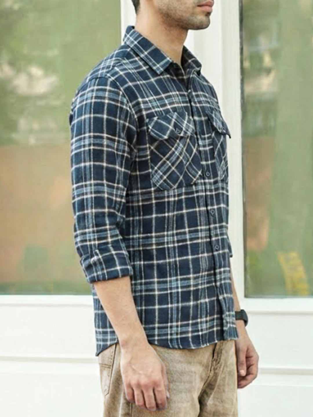 Monoform Dark Blue Check Full Sleeve Shirt