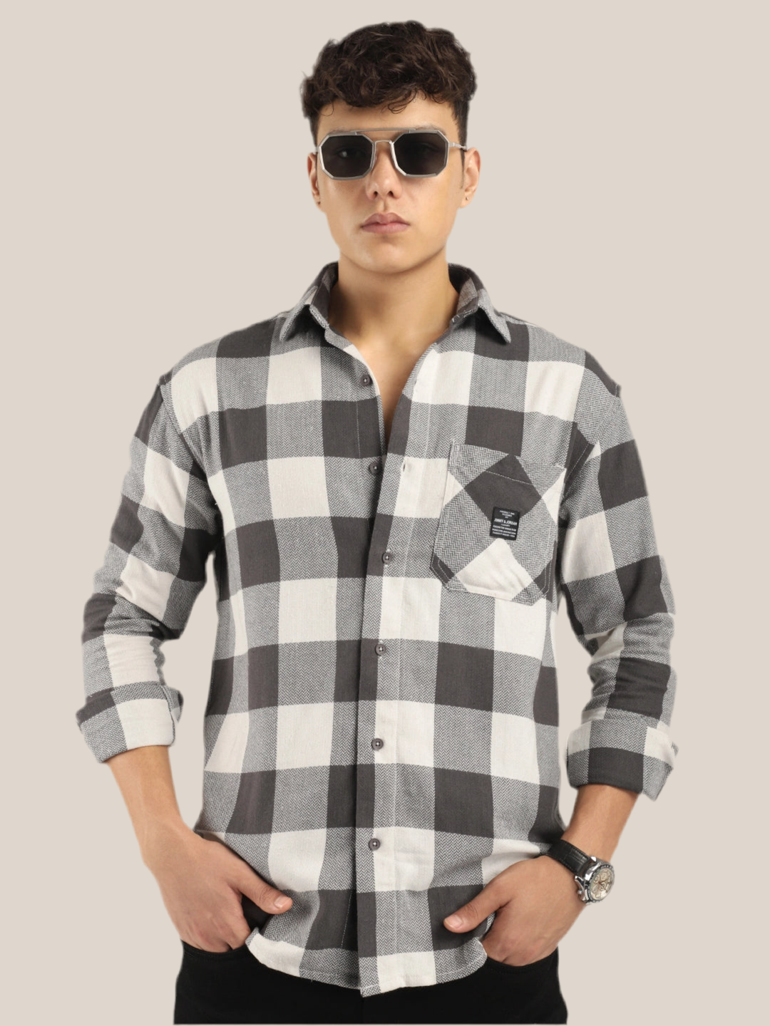 Square Couture White Check Shirt