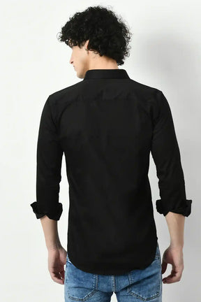 Black Satin Luxury Slim Fit Shirt