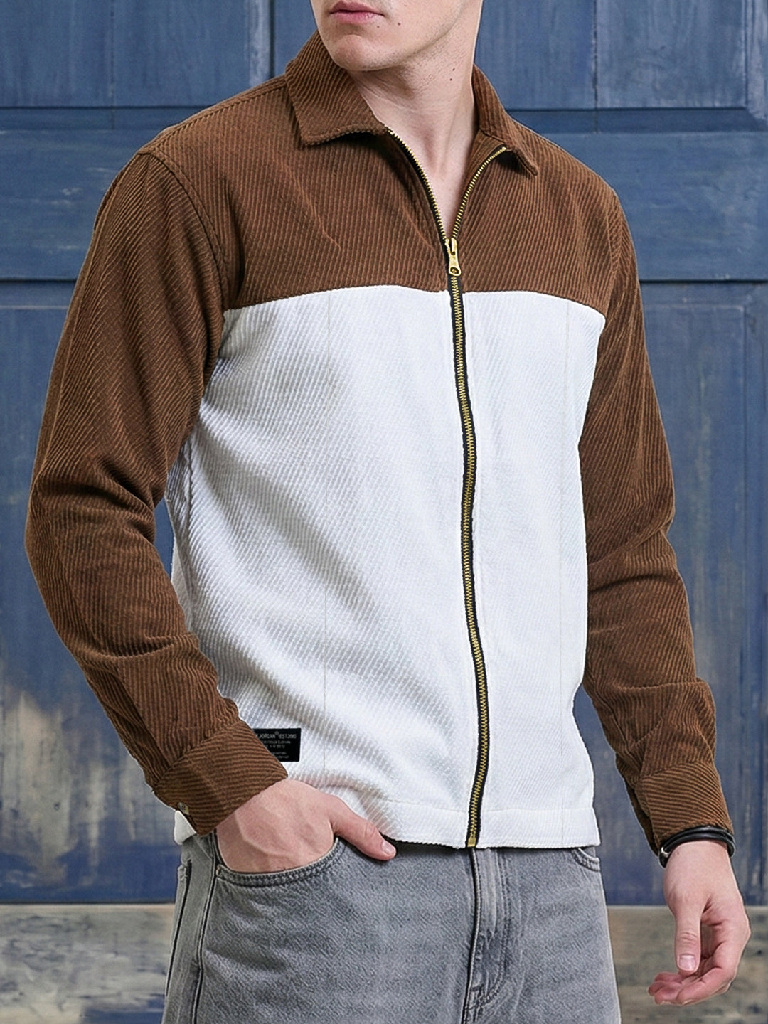 Halo Fade Beige Ribbed Shacket