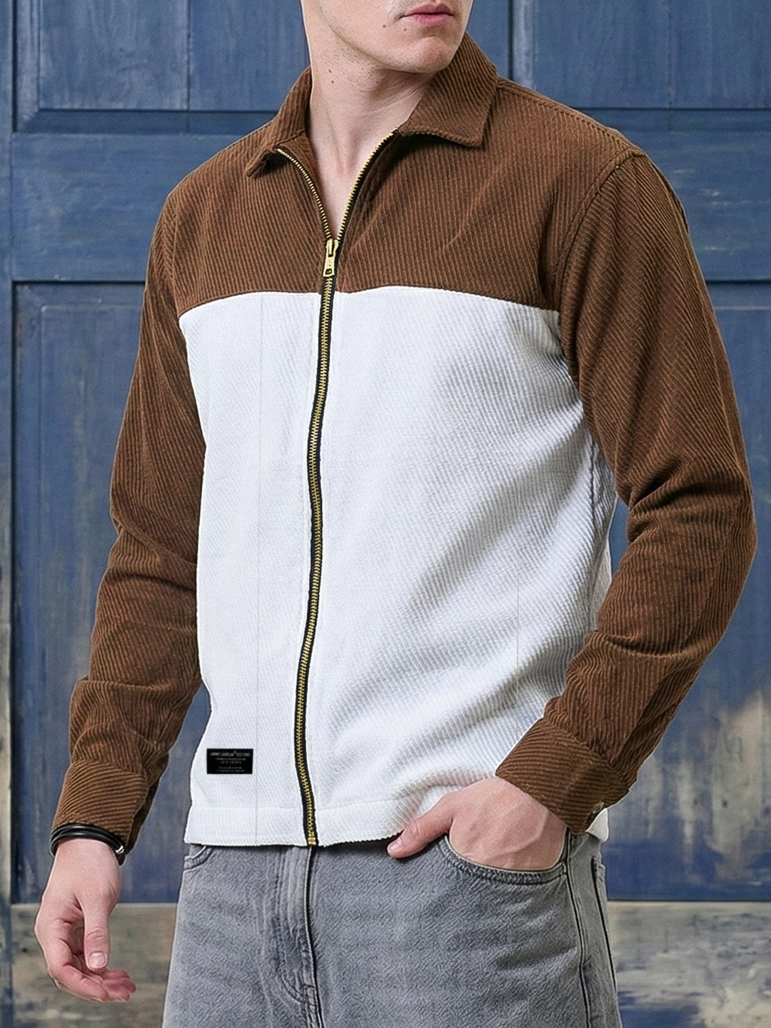 Halo Fade Beige Ribbed Shacket