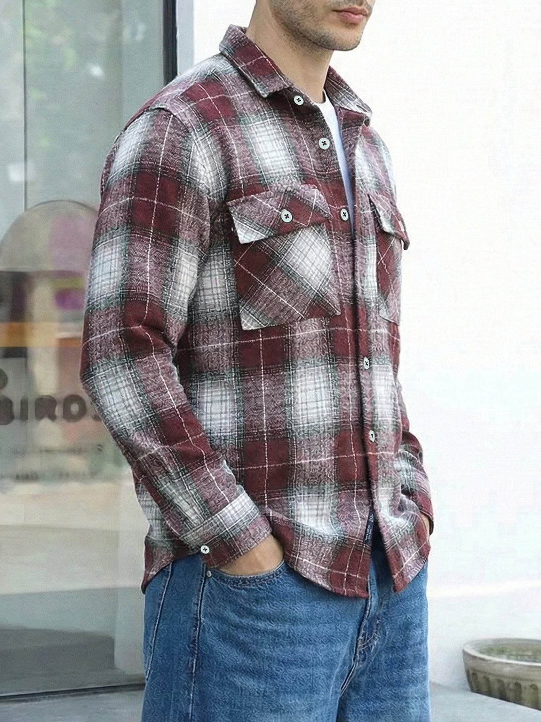 Fabric Theory Maroon Check Full Sleeve Shirt