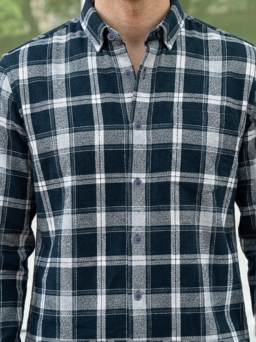 Bloom State Dark Blue Check Full Sleeve Shirt
