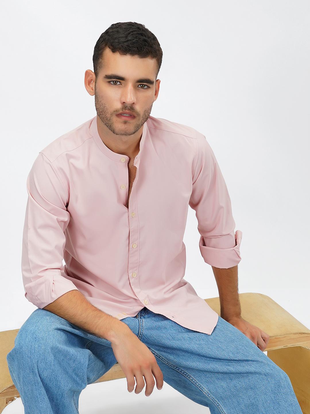 Caligo Light Pink Mandarin Shirt