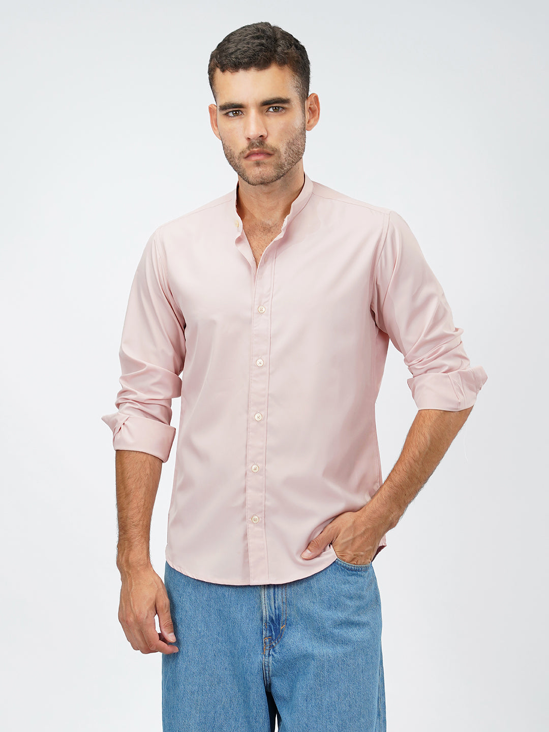 Caligo Light Pink Mandarin Shirt