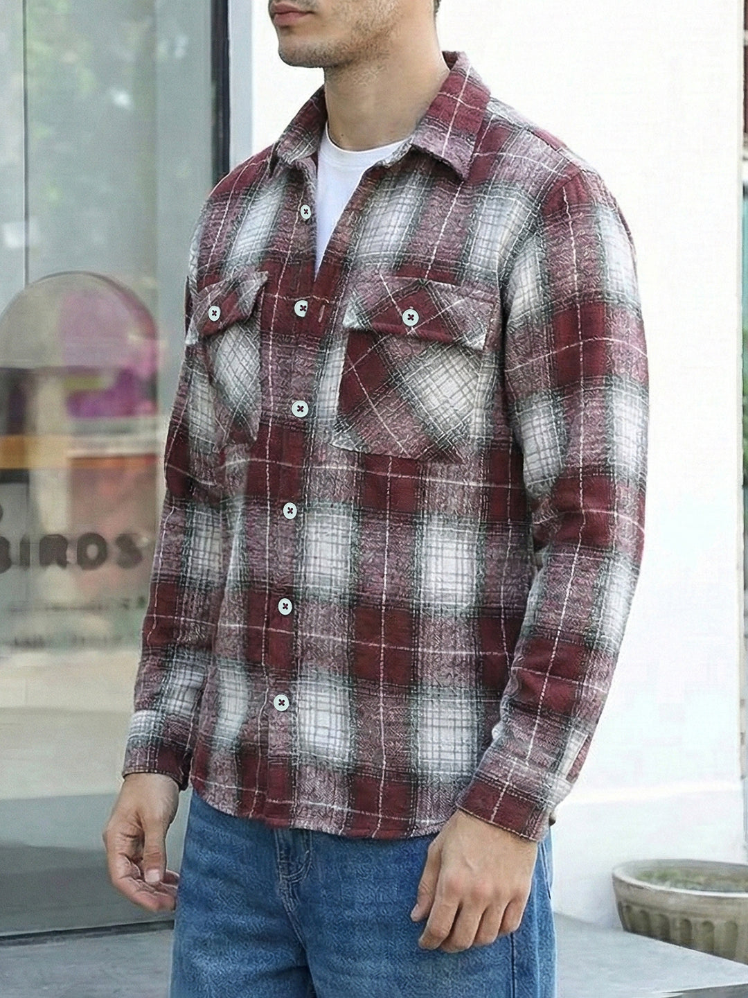 Fabric Theory Maroon Check Full Sleeve Shirt