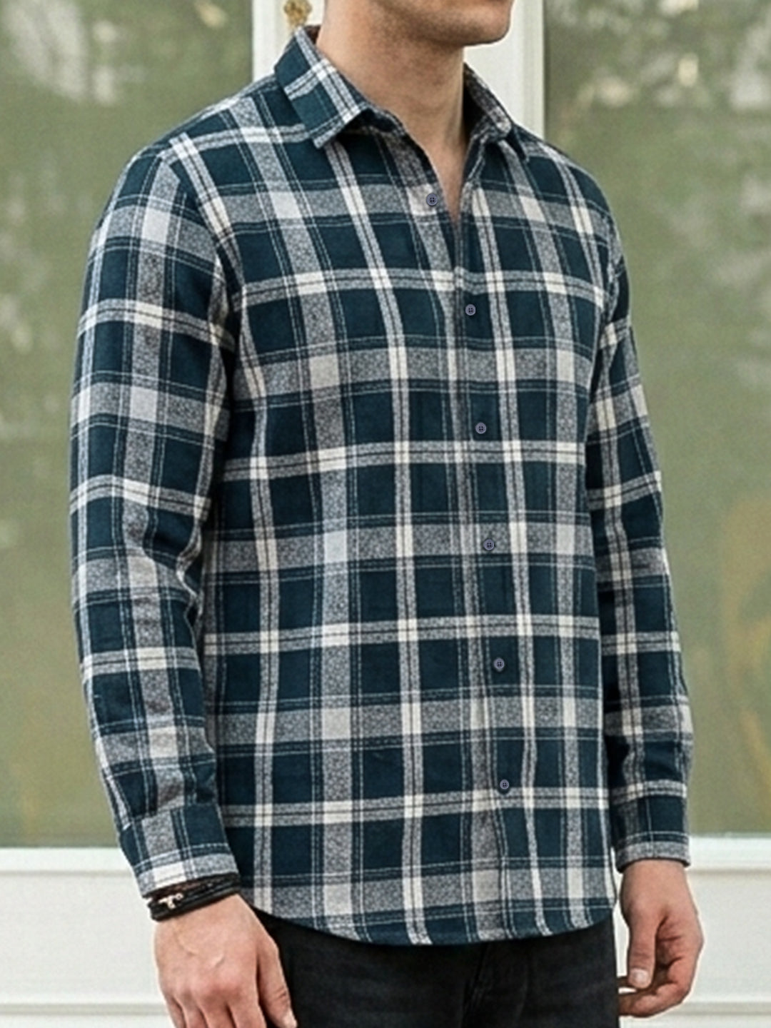 Bloom State Dark Blue Check Full Sleeve Shirt