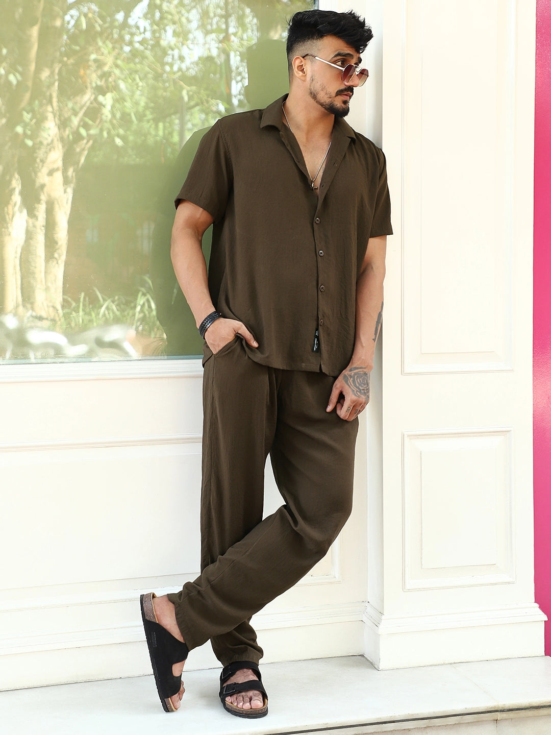 Linen Atlantica Dark Brown Co-Ord Set