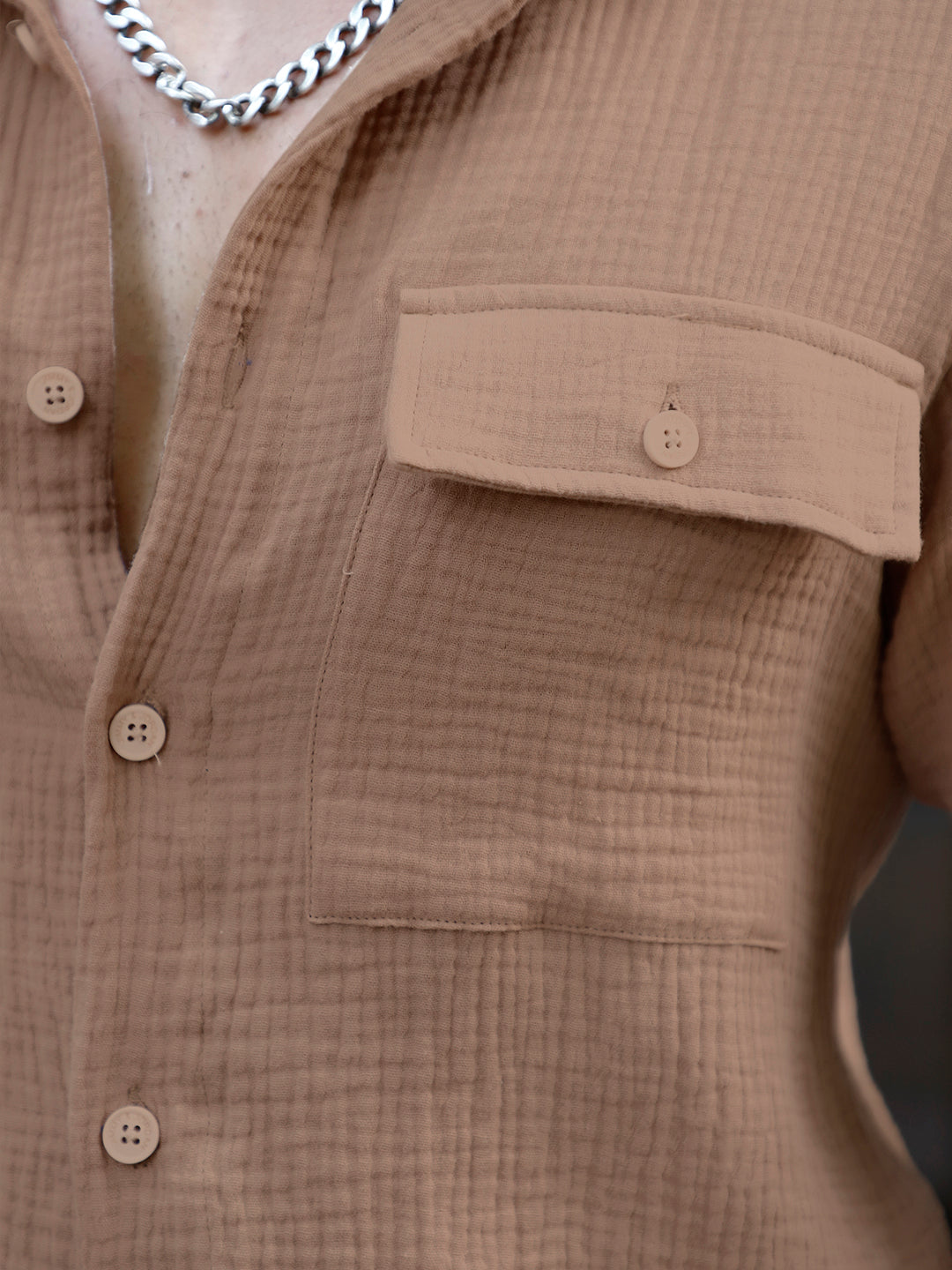 Vero Vibe Lucas Double Clothe Beige Shirt