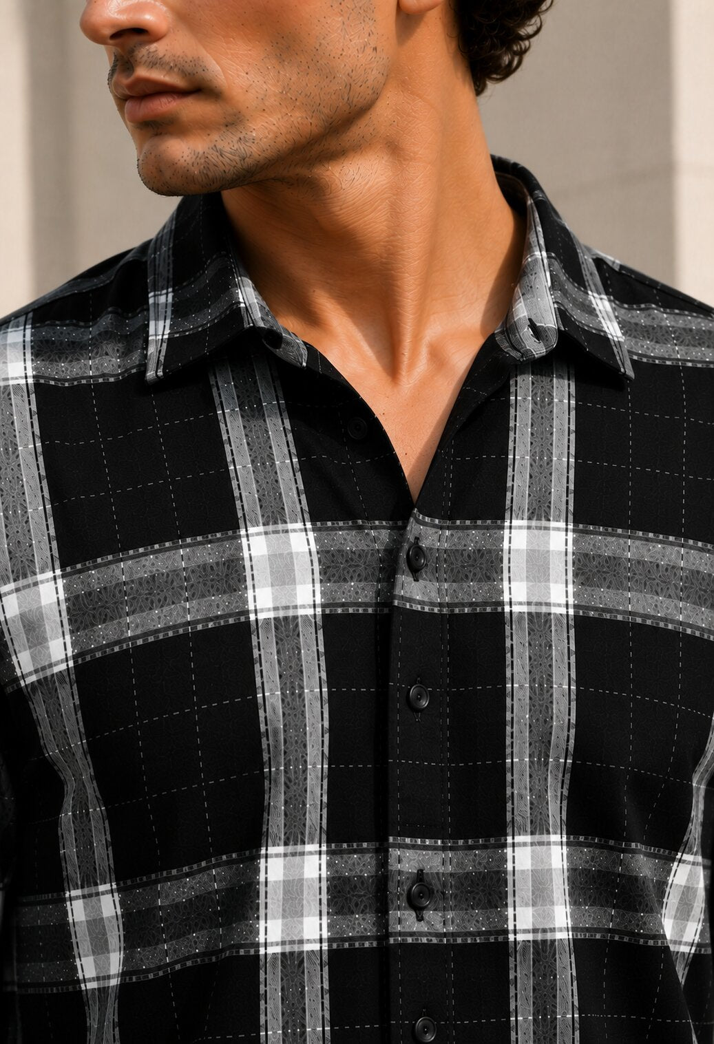 Bloom State  Raven Black Check Full Sleeve Shirt