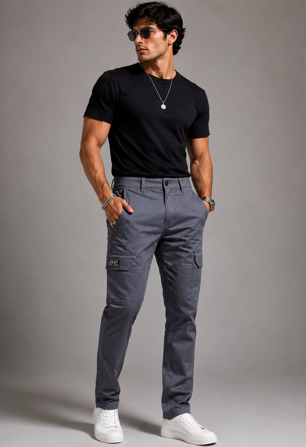 Harlow Hues Ash Grey Cotton Cargo