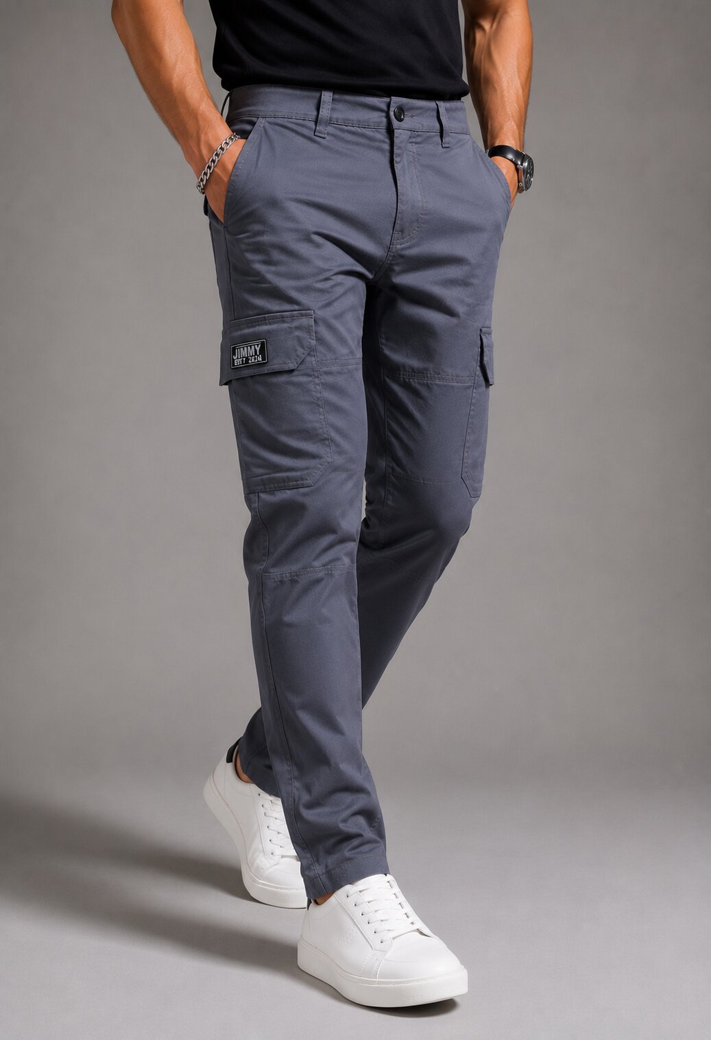 Harlow Hues Ash Grey Cotton Cargo