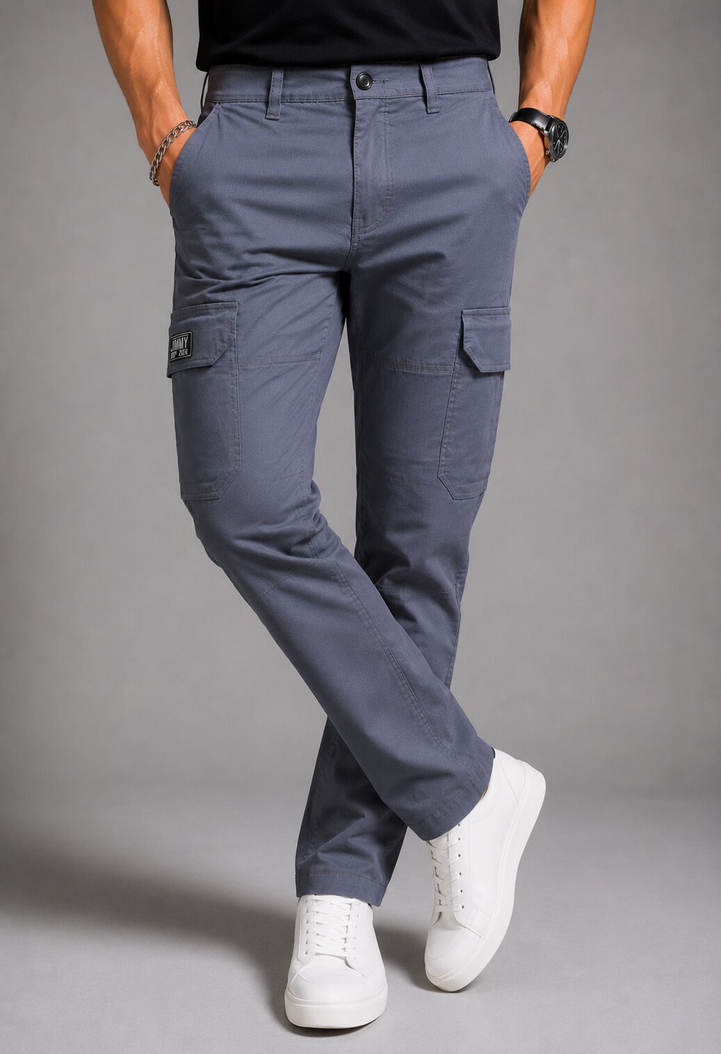 Harlow Hues Ash Grey Cotton Cargo