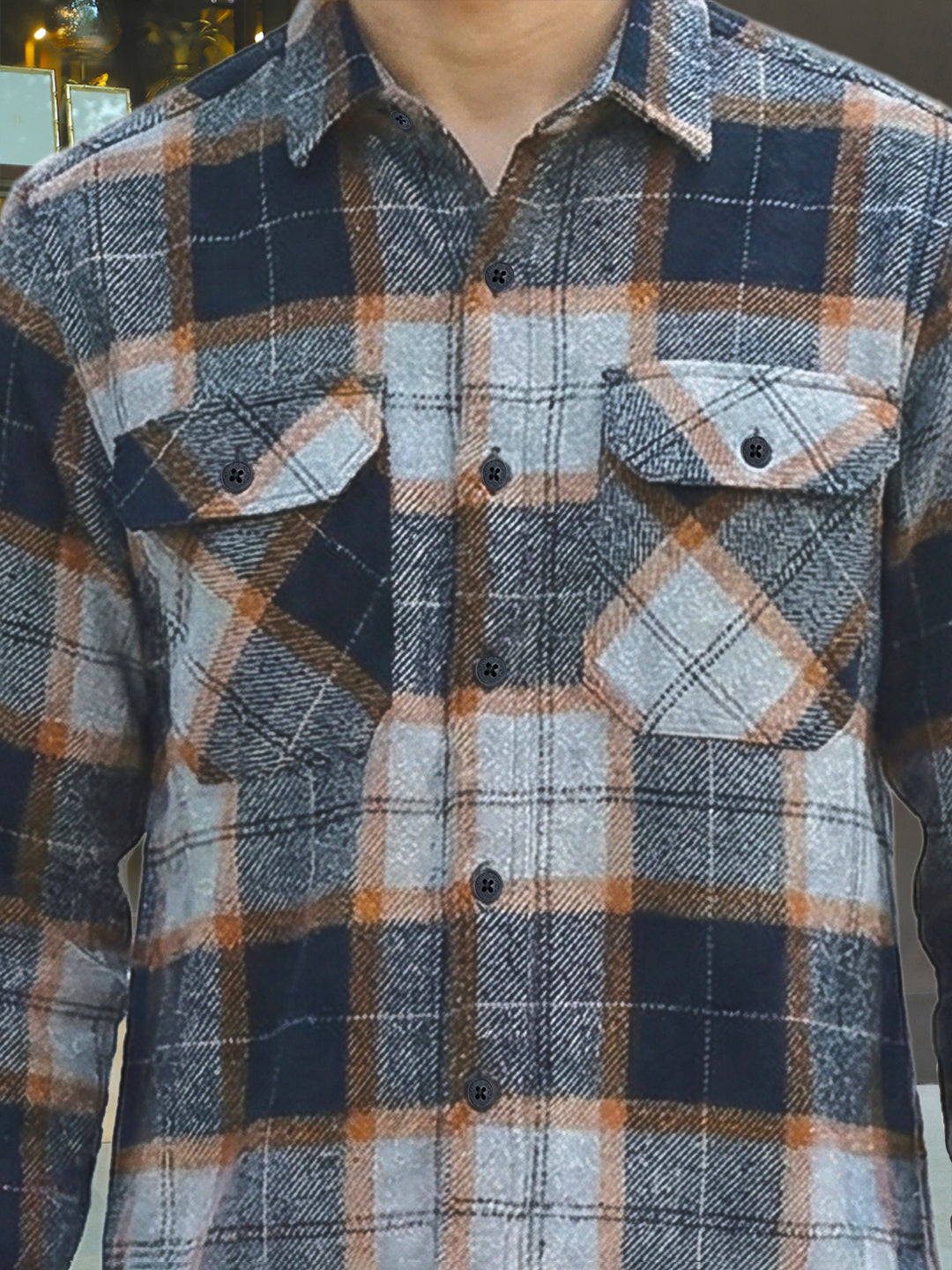 Daytona Dim Orange Check Full Sleeve Shirt