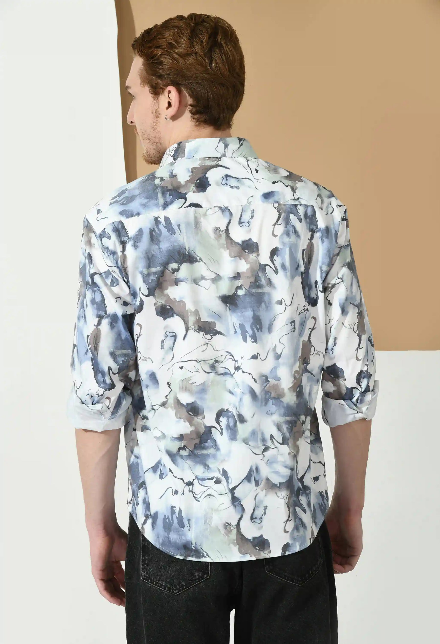 Blue Lycra Print Shirt