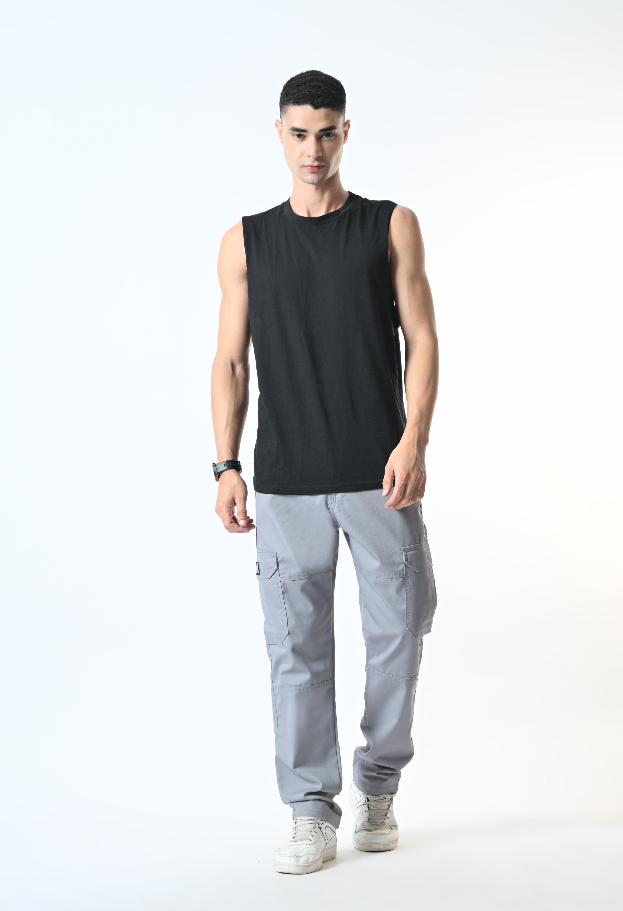 Harlow Hues Ash Grey Cotton Cargo