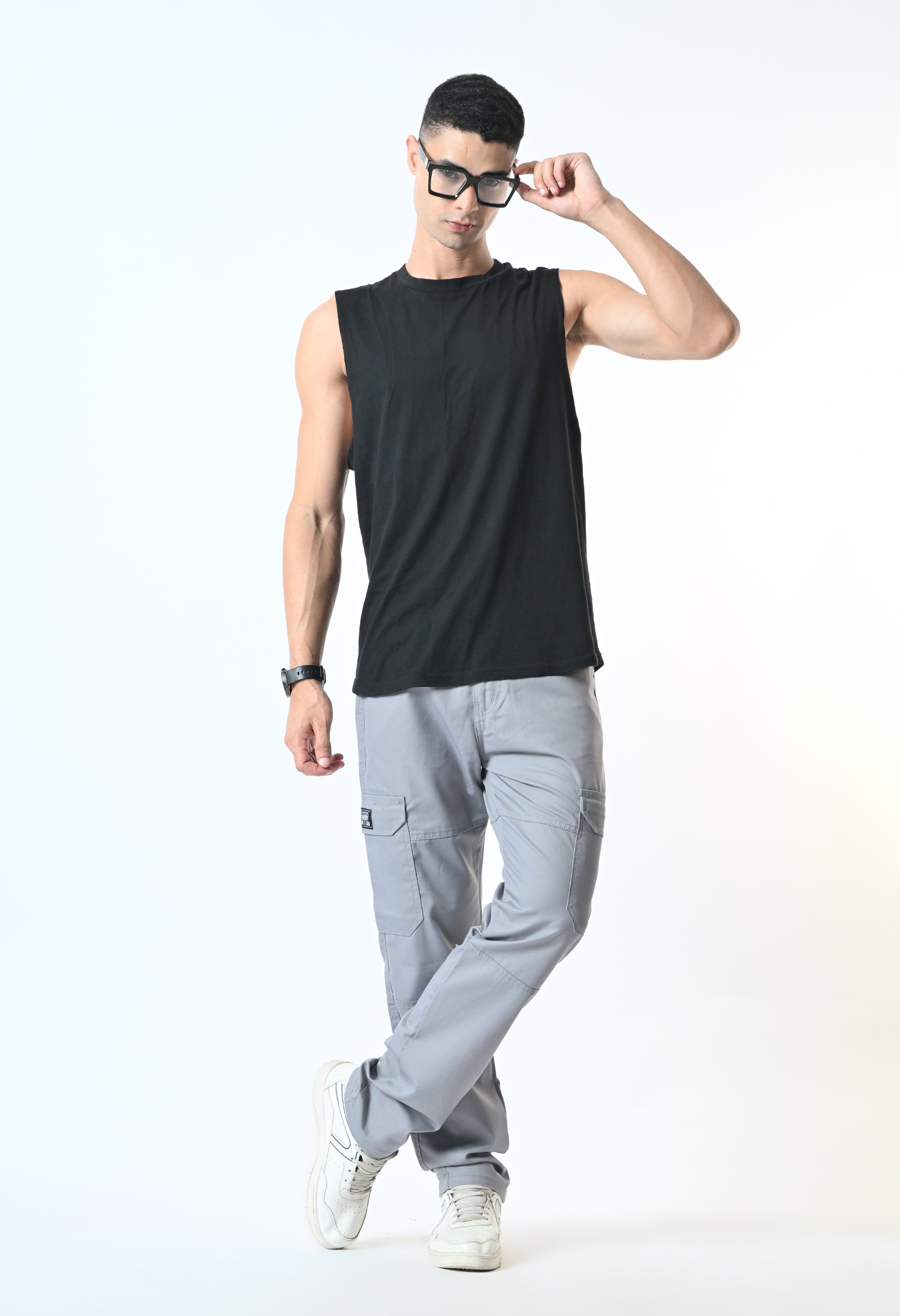 Harlow Hues Ash Grey Cotton Cargo