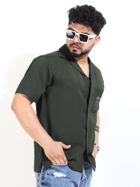 Softcrush Dark Green Half Sleeve Shirt