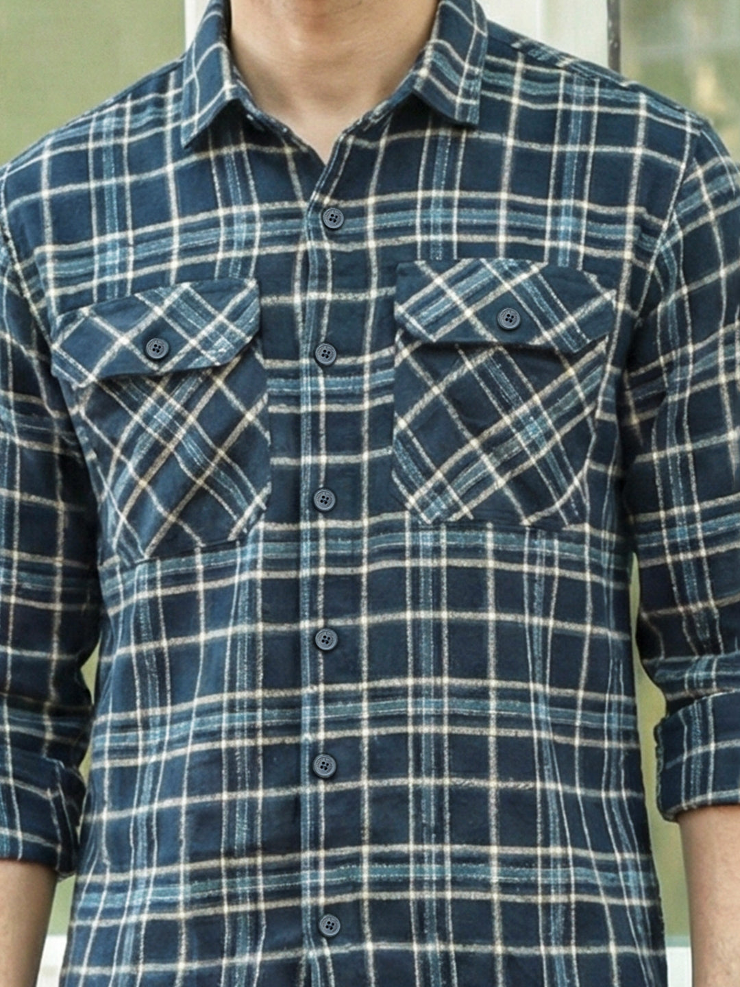 Monoform Dark Blue Check Full Sleeve Shirt