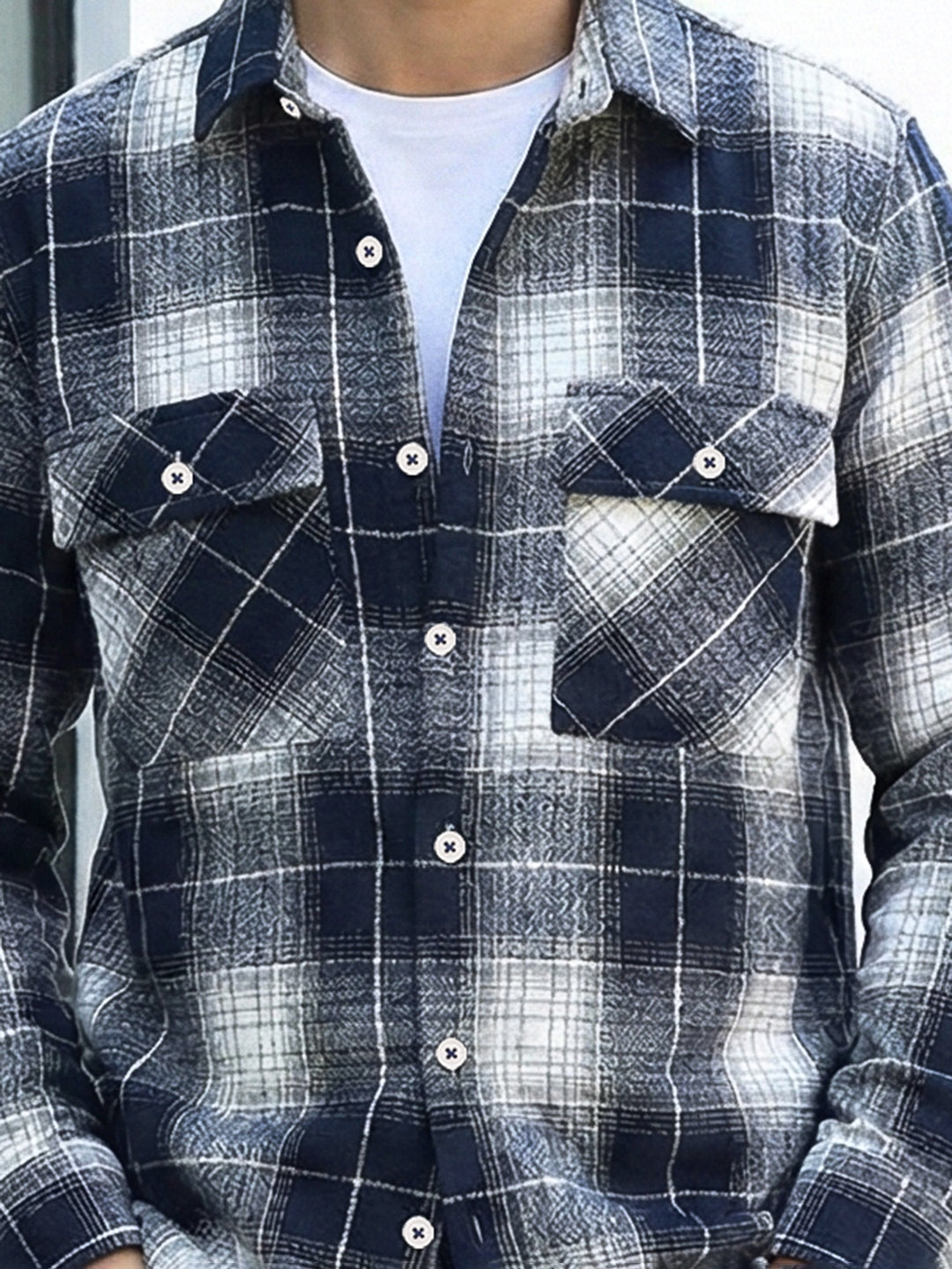 Fabric Theory Navy Check Full Sleeve Shirt