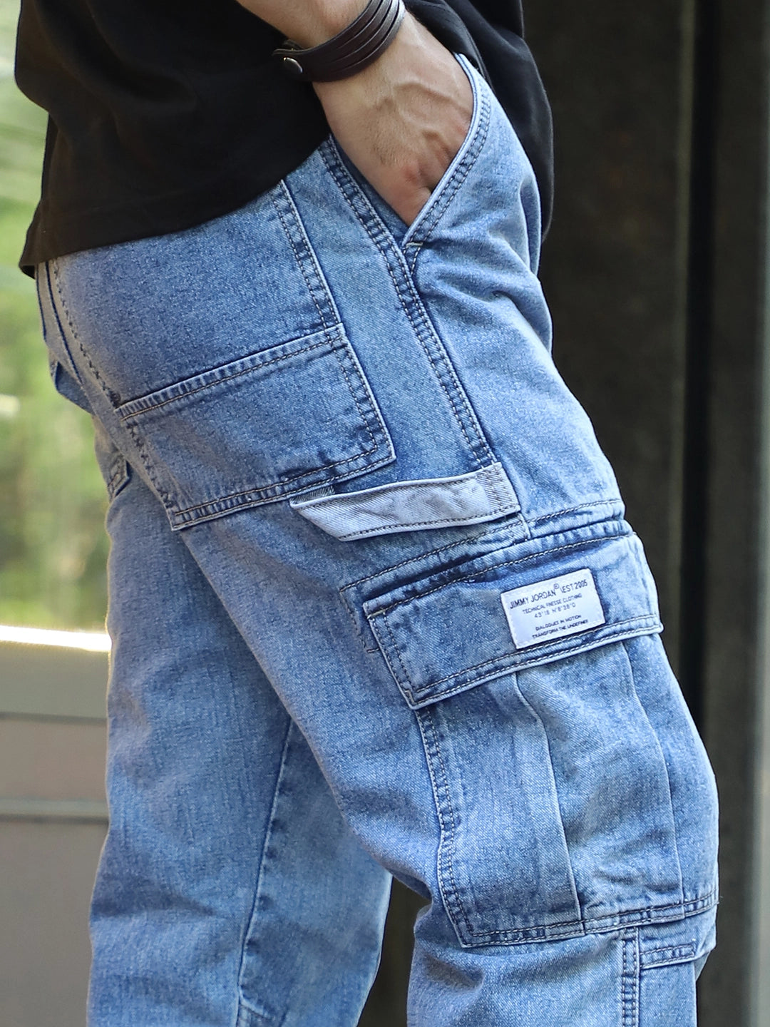 Celshade Light Blue Baggy Fit Denim Cargo