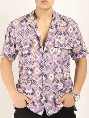 Purple Bubble Print Half Sleeve Shirt