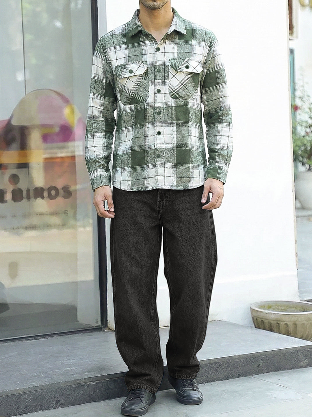 Daytona Olive Check Full Sleeve Shirt