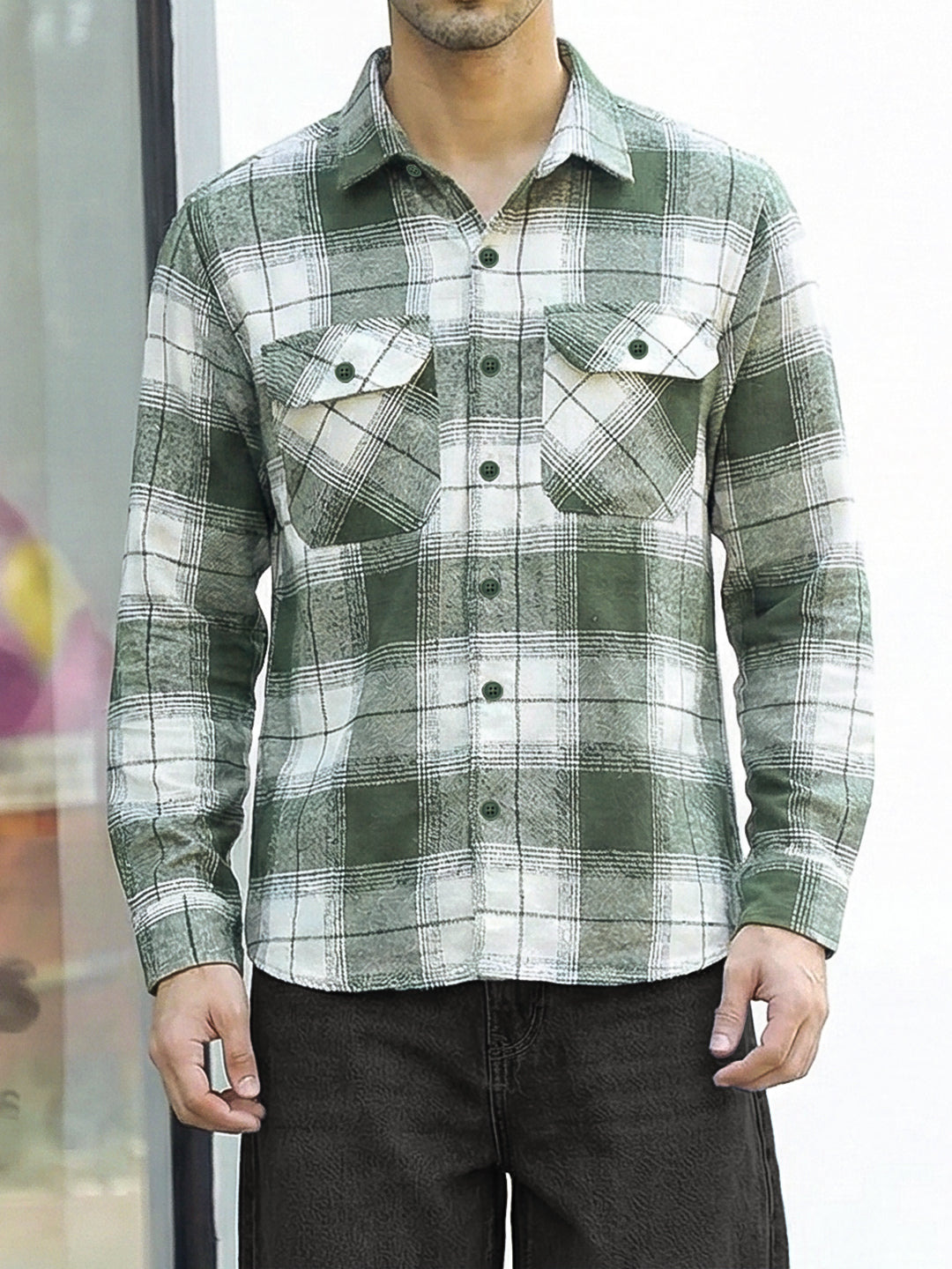 Daytona Olive Check Full Sleeve Shirt