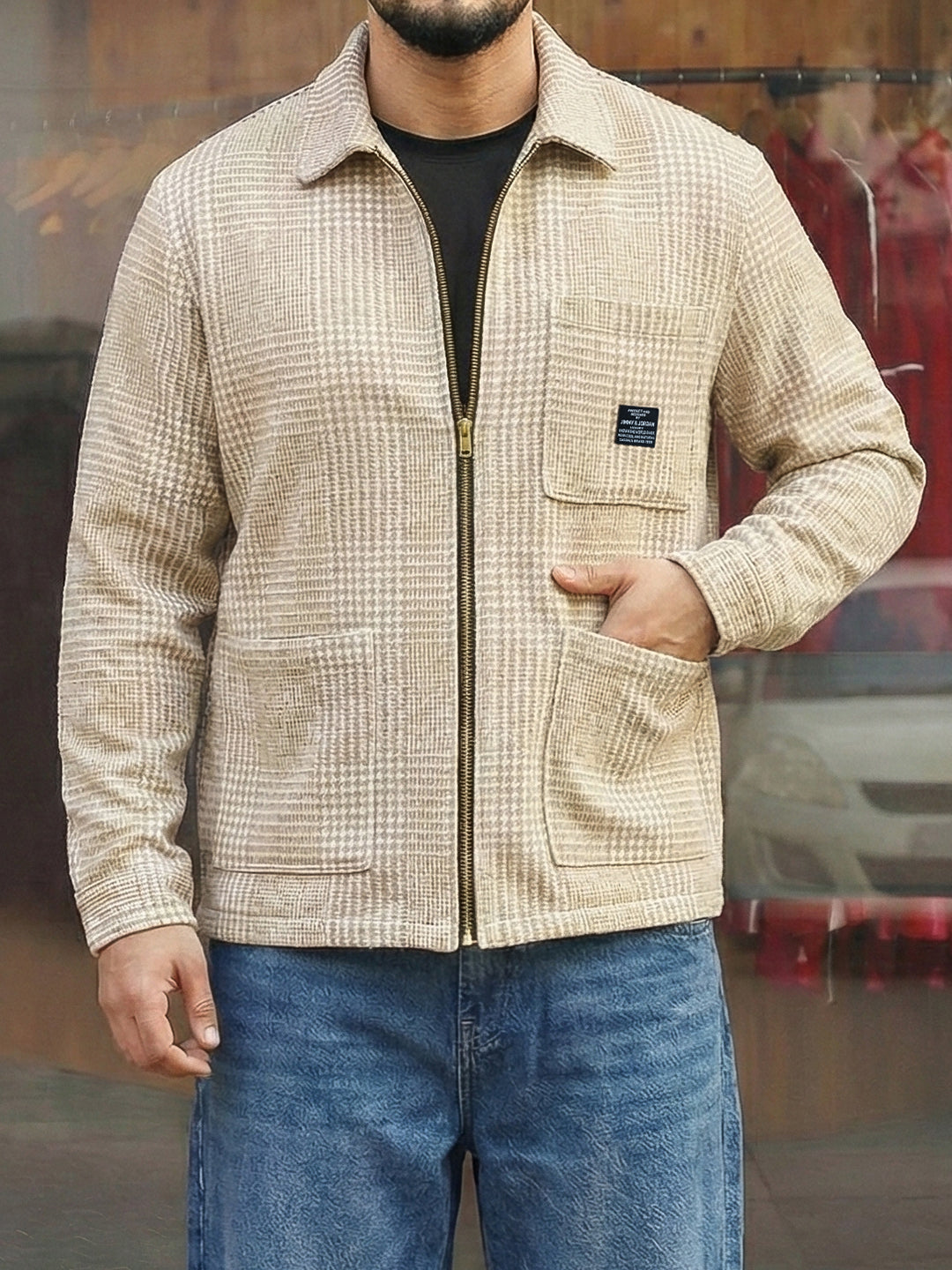 Core Atelier Beige Ribbed Shacket