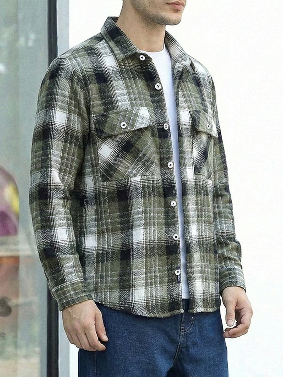 Fabric Theory Olive Check Full Sleeve Shirt