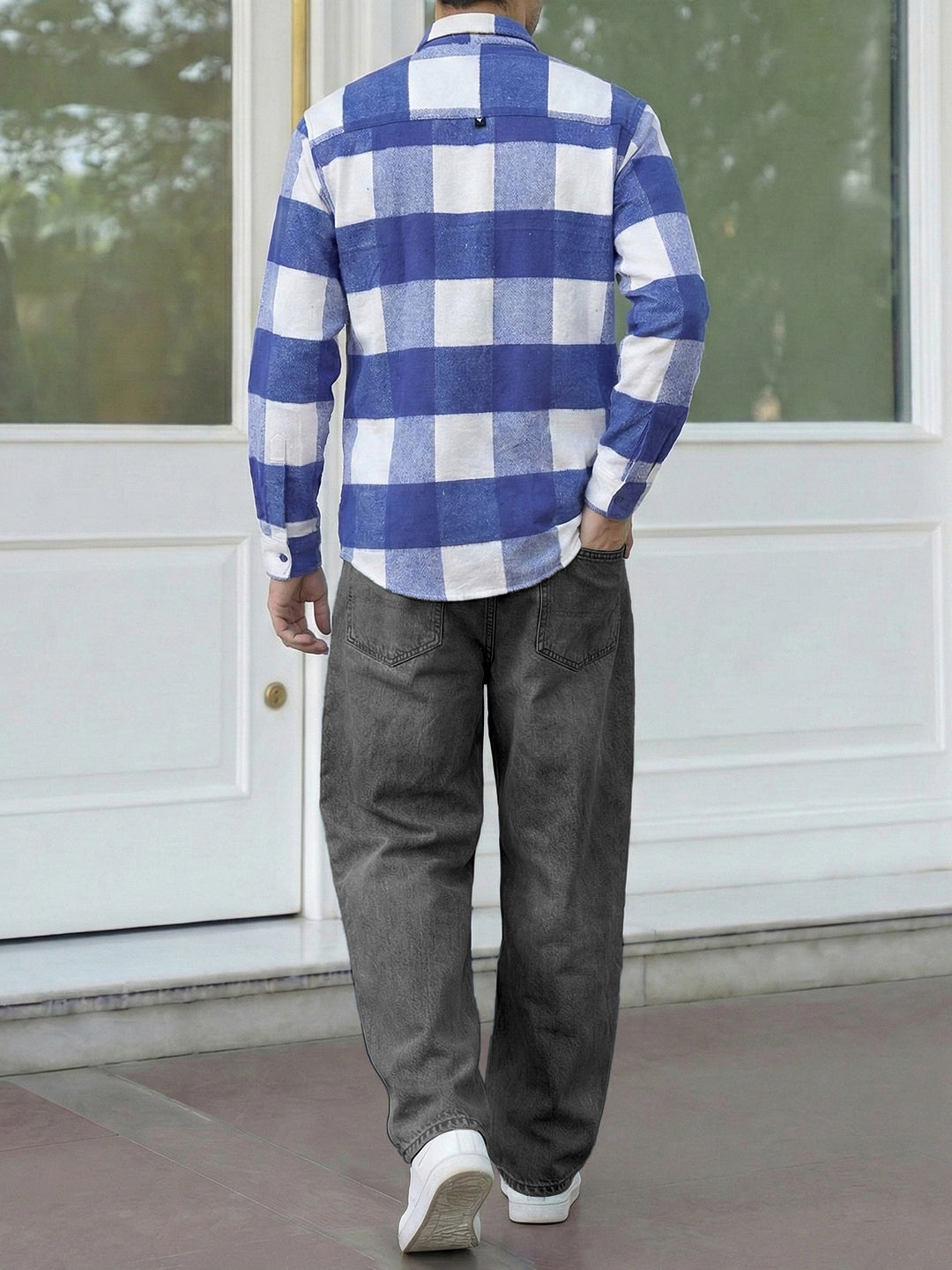 Frame Theory Navy Blue Check Full Sleeve Shirt