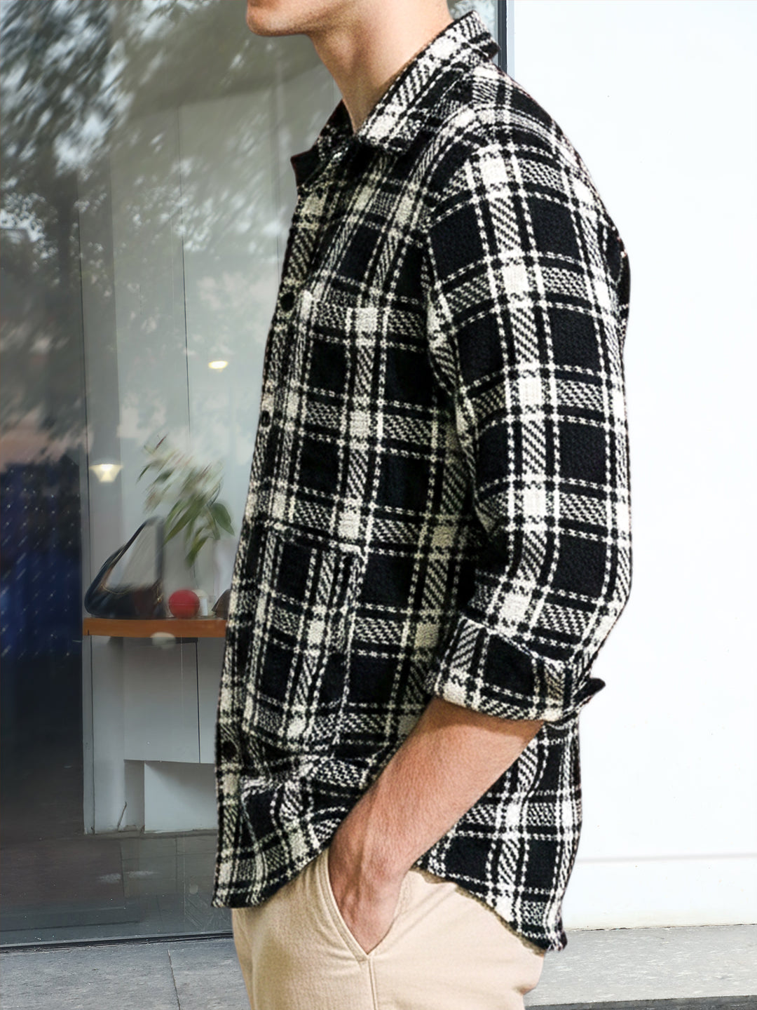 Monochrome Black Check Shacket