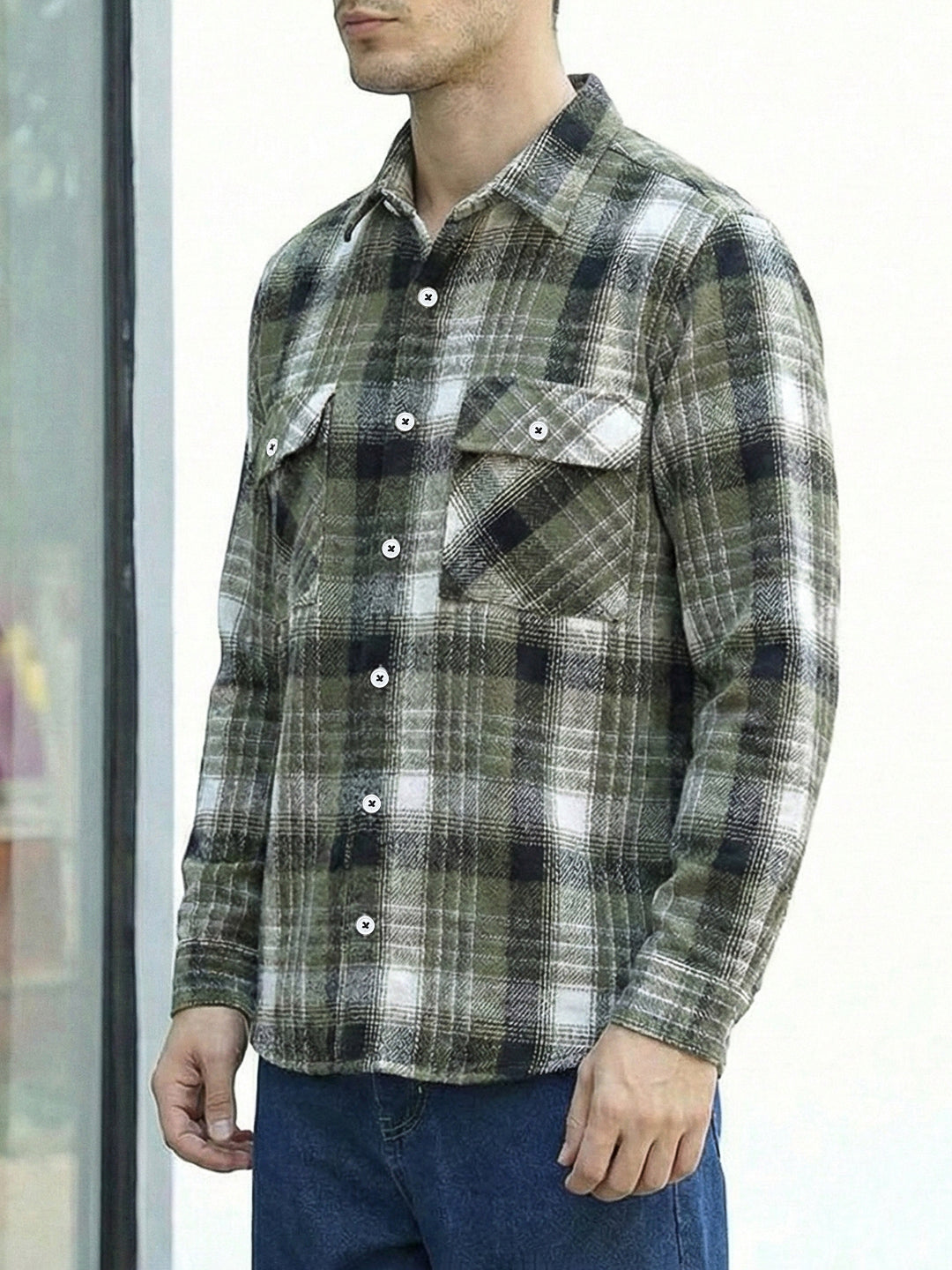 Fabric Theory Olive Check Full Sleeve Shirt