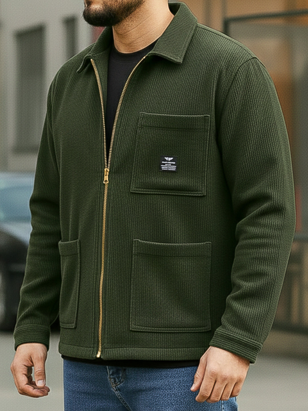 Sandstone Heritage Olive Ribbed Shacket